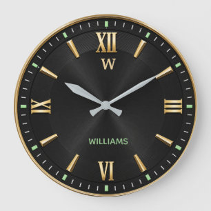 Reloj Redondo Grande  Black & Gold Modern Minimalist Luxury