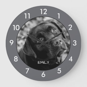 Reloj Redondo Grande Black Labrador Dog Custom Large Clock