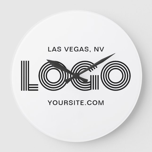 Reloj Redondo Grande Black Modern Rectangular Logo (Anverso)