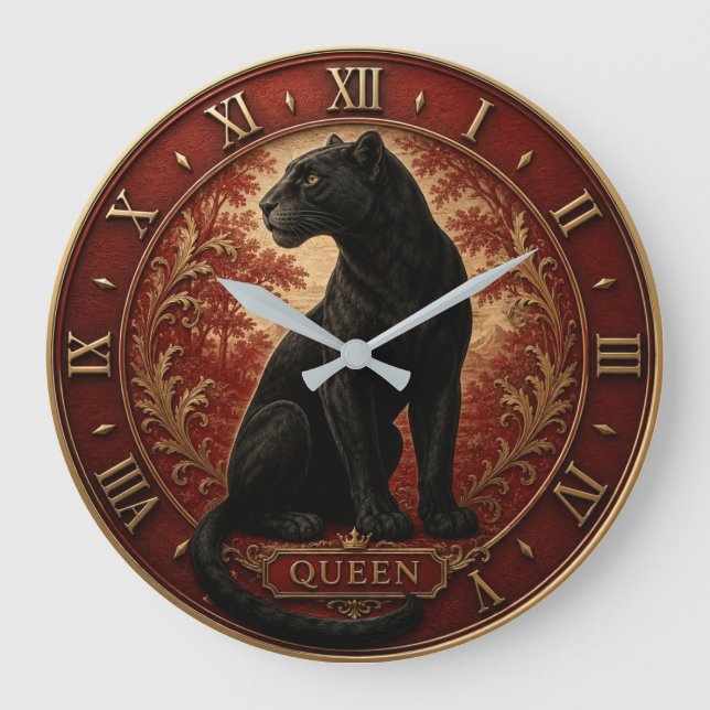 Reloj Redondo Grande Black Panther Queen (Anverso)