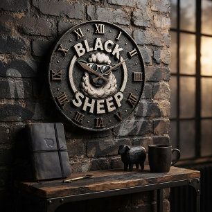 Reloj Redondo Grande Black Sheep Funny Cool Farmhouse Sheep Decor