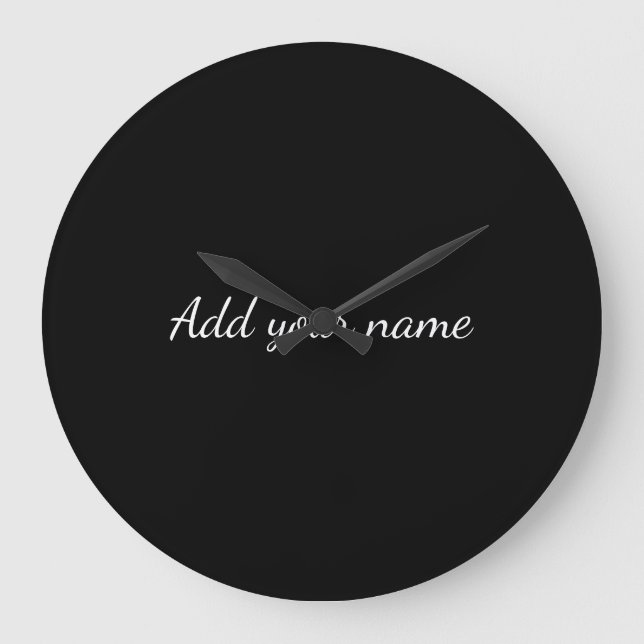 Reloj Redondo Grande Black solid add name text message here throw pillo (Anverso)