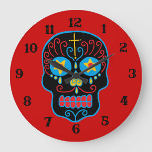 Reloj Redondo Grande Black Sugar Skull