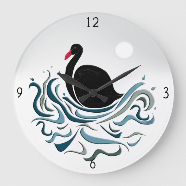 Reloj Redondo Grande Black Swan Large Clock (Anverso)
