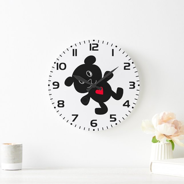 Reloj Redondo Grande Black Teddy Bear Love (Subido por el creador)