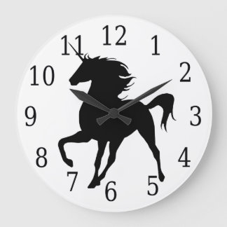 Reloj Redondo Grande Black Unicorn Silhouette Clock