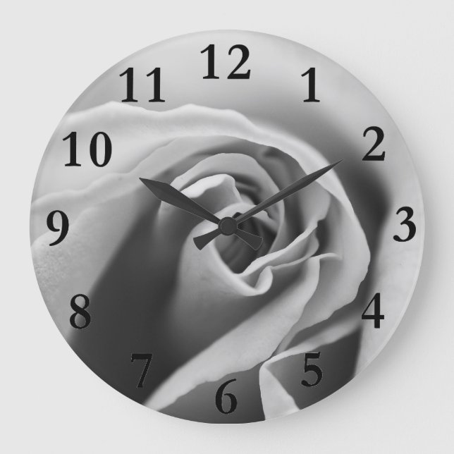 Reloj Redondo Grande Black & White Rose (Anverso)