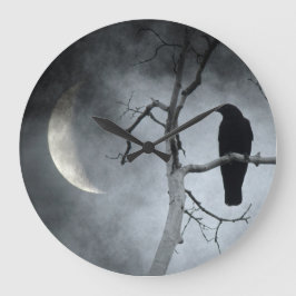 Reloj Redondo Grande Blackbird And The Crescent Moon