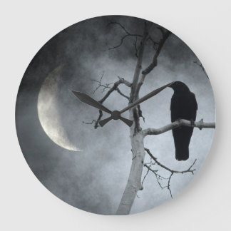 Reloj Redondo Grande Blackbird And The Crescent Moon