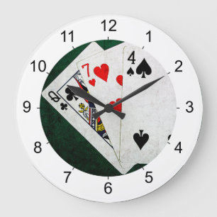 Reloj Redondo Grande Blackjack 21 point - Queen, Seven, Four