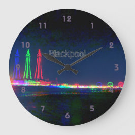 Reloj Redondo Grande Blackpool Beach Luces nocturnas,