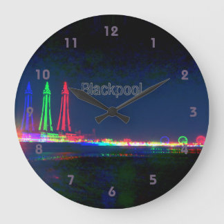 Reloj Redondo Grande Blackpool Beach Luces nocturnas,