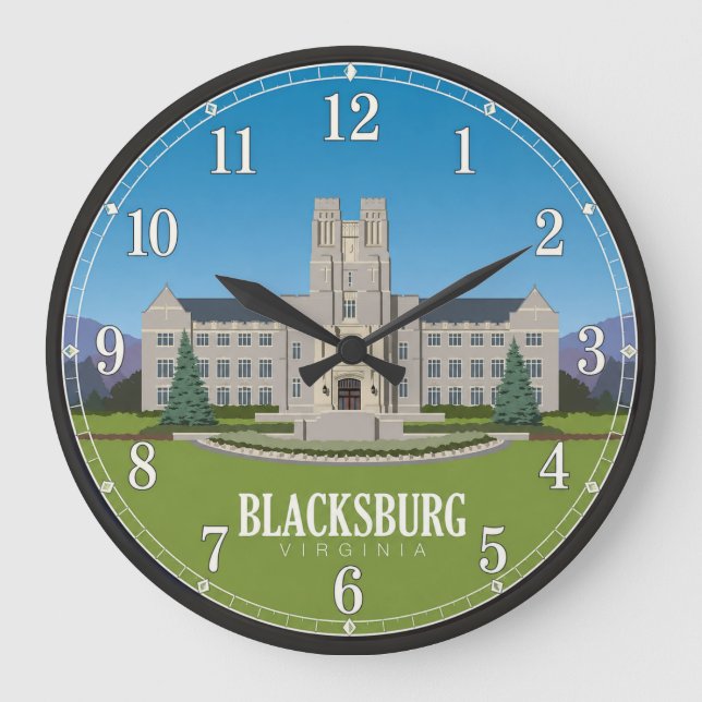 Reloj Redondo Grande Blacksburg Virginia Campus  (Anverso)