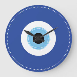 Reloj Redondo Grande Blanco azul de ojos malvados griegos