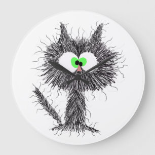 Reloj Redondo Grande Blanco de gato confuso