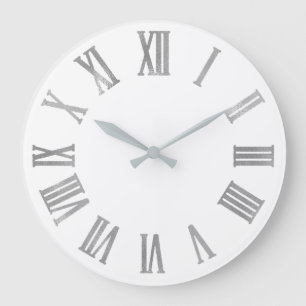 Reloj Redondo Grande Blanco gris de los gris plateados lux romano