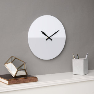 Reloj Redondo Grande Blanco Profesional Moderno Bloque de Color Gris Cl