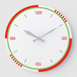 Reloj Redondo Grande Blanco rojo y verde
