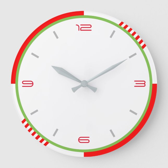 Reloj Redondo Grande Blanco rojo y verde (Anverso)