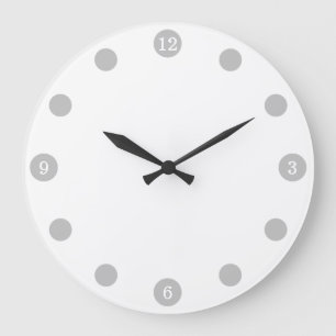 Reloj Redondo Grande Blanco y gris básico