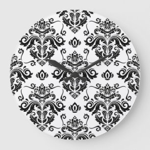 Reloj Redondo Grande Blanco y negro oriental: Textura clásica