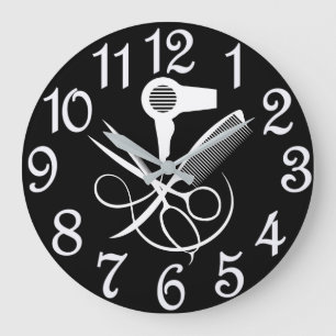 Reloj Redondo Grande Blanco Y Negro Para Salón De Belleza