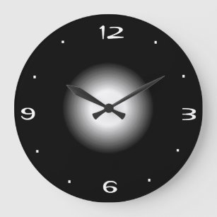Reloj Redondo Grande Blanco y negro plano >Reloj de cocina