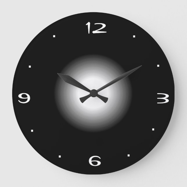 Reloj Redondo Grande Blanco y negro plano >Reloj de cocina (Anverso)
