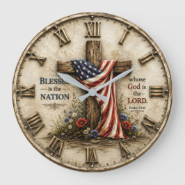 Reloj Redondo Grande Blessed Is the Nation American Christian Patriotic