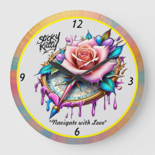 Reloj Redondo Grande "Blissful Compass Rosa Emblem"