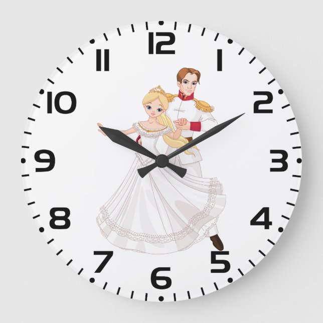 Reloj Redondo Grande Blonde Princess and Charming Prince Fairytale (Anverso)