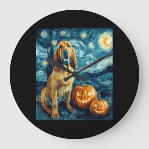 Reloj Redondo Grande Bloodhound Perro Lindo Halloween Jack O Lantern Ca