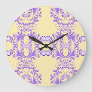 Reloj Redondo Grande Bloom oceánico: Armonía de onda morada / Arte eleg