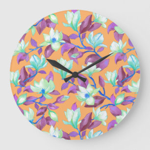 Reloj Redondo Grande Blooming magnolia on vanilla sky