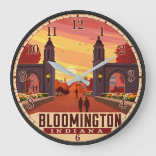 Reloj Redondo Grande Bloomington Indiana College Town Travel Poster