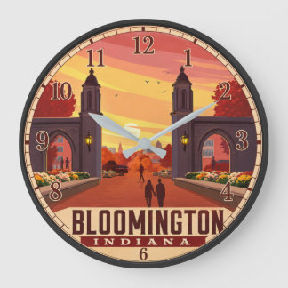 Reloj Redondo Grande Bloomington Indiana College Town Travel Poster 