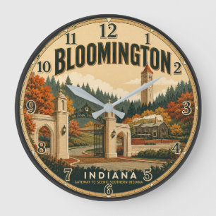 Reloj Redondo Grande Bloomington Indiana Gates Vintage Travel Poster