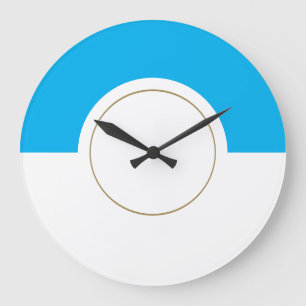 Reloj Redondo Grande Bloque de color de redondo blanco azul cielo Bonit