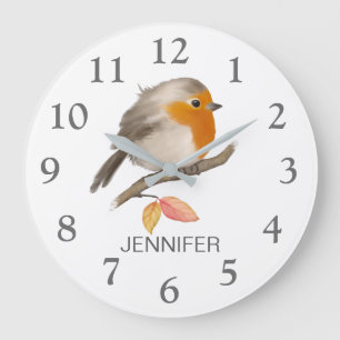 Reloj Redondo Grande Bloque grande para aves Robin en inglés
