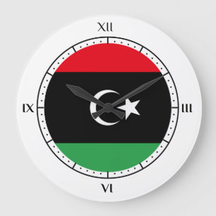 Reloj Redondo Grande Bloques de bandera libia