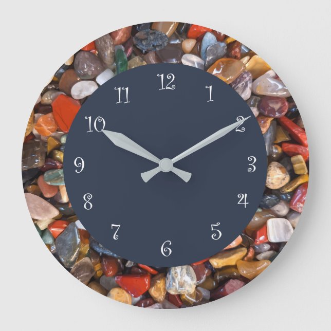 Reloj Redondo Grande Bloques de cocina de piedra mixta (Anverso)