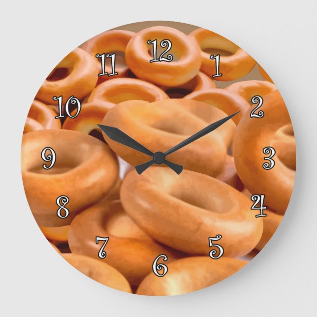 Reloj Redondo Grande Bloques de cocina temáticos de Bagels (Anverso)