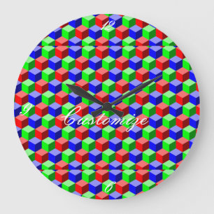 Reloj Redondo Grande Bloques de edificios coloridos Thunder_Cove 3-D