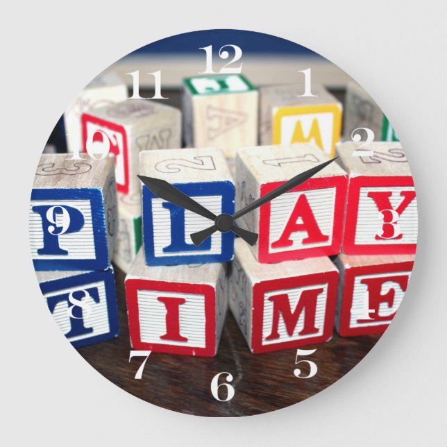 Reloj Redondo Grande Bloques de juguetes de madera para niños (Anverso)