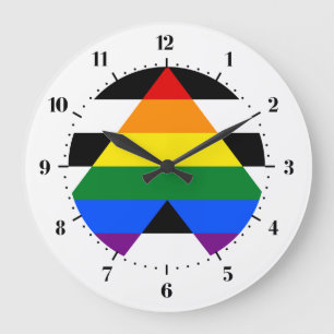 Reloj Redondo Grande Bloques de la bandera recta de LGBT
