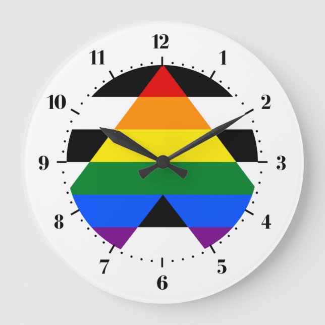 Reloj Redondo Grande Bloques de la bandera recta de LGBT (Anverso)