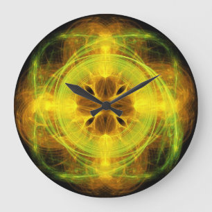 Reloj Redondo Grande Bloques de pared de arte fractal 2 y opciones numé