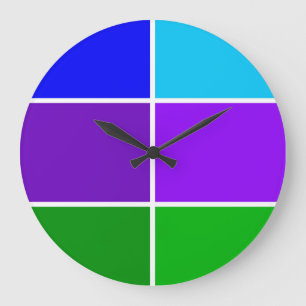 Reloj Redondo Grande Bloques geométricos de color de pavo real
