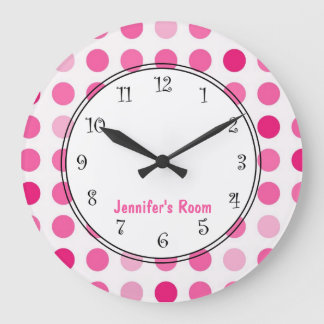 Reloj Redondo Grande Bloques personalizados de chica rosada
