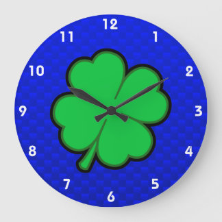 Reloj Redondo Grande Blue 4 Leaf Clover